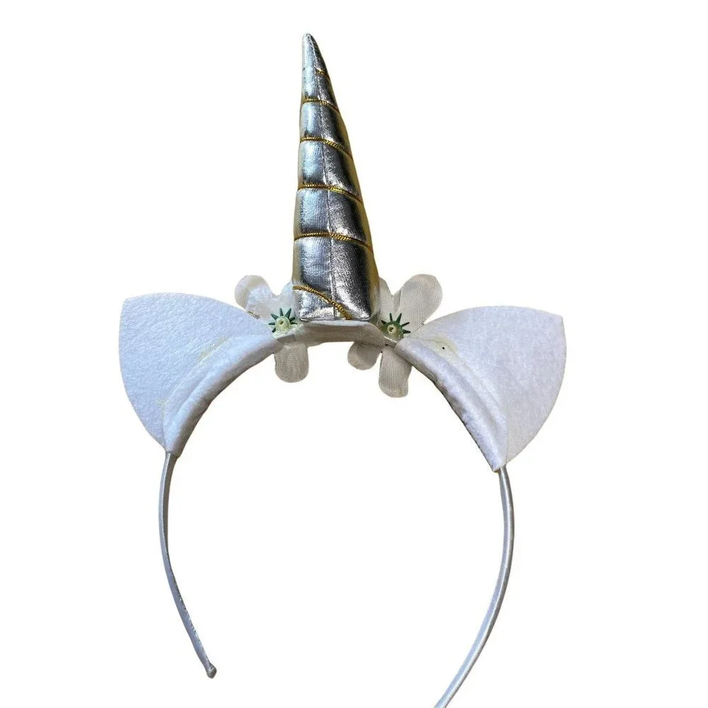 White  embellished floral‎ roses unicorn headband Girls OS